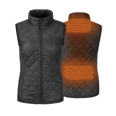 30seven heated sleeveless vest - bodywarmer - slim fit for women - in black - 4 hot spots: neck, shoulders, kidneys, lower back