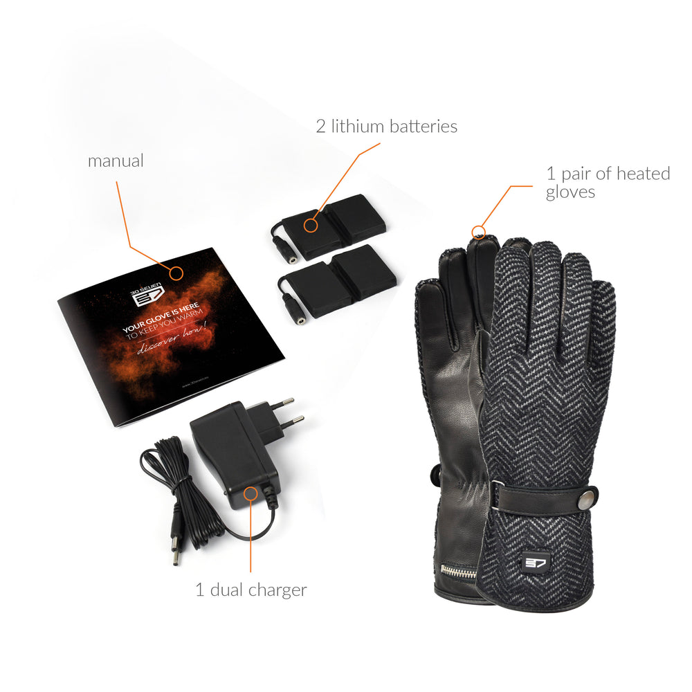 thirty seven handschuhe Heated Hybrid Leather Gloves Black Grey – 30seven