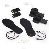 30seven - Heated ajustable textile insoles - Black - 2 lithium batteries - 2 battery holder - 1 pair of heating insoles