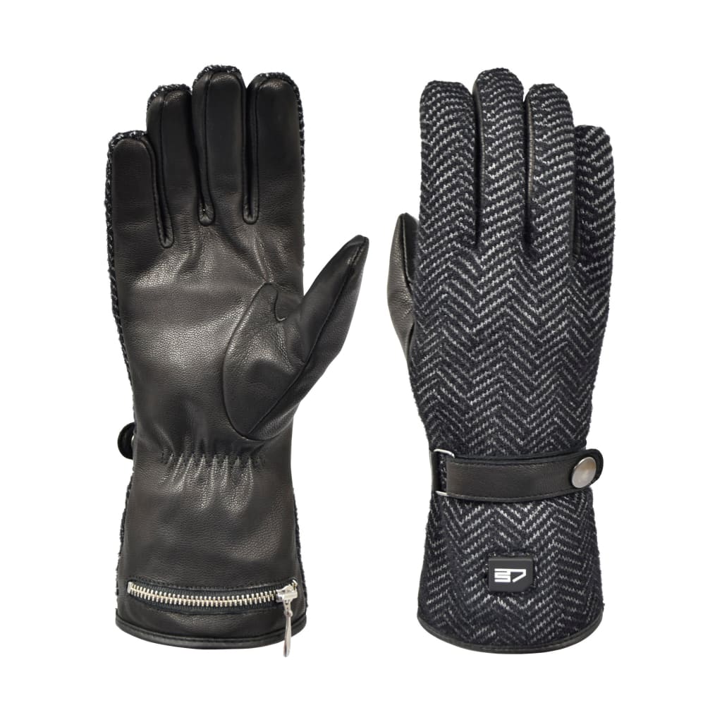 30seven - Heated hybrid leather gloves - Black/grey