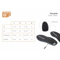 30seven heated insoles - size guide - unisex - adjustable size