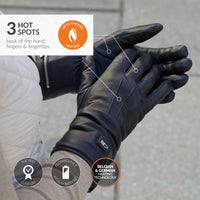30seven Heated gloves - leather - 3 hot spots: back of the hand, fingers and fingertips - up to 4 hours of heating - the best comfort - rechargeable lithium batteries - belgian & german heating technology