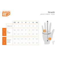 30seven Heated gloves - leather - 3 hot spots: back of the hand, fingers and fingertips - size guide