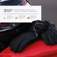 30seven Heated gloves - motorcycle gloves  - leather - reinforced with primaloft insulation  - waterproof - 3 hot spots: back of the hand, fingers and fingertips - 3 heating levels - push the button to activat the heat or to change the heating level