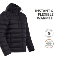 30seven - Heated padded jacket - Regular fit for Men - with hood - Super power technology - instant & flexible warmth - up to 5 hours heating - belgian & german technology