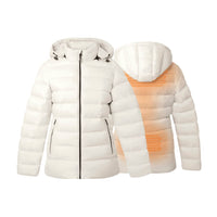Heated padded jacket with removable hood - Taupe - 4 hot spots: neck, shoulders, kidneys and lowerback