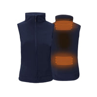30seven heated softshell sleeveless jacket - slim fit for women with extra warm fleece lining - 4 hot spots: neck, shoulder, kidneys and lower back - blue