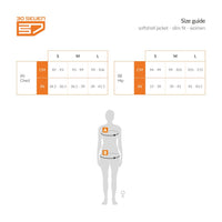 30seven heated softshell sleeveless jacket - slim fit for women with extra warm fleece lining - 4 hot spots: neck, shoulder, kidneys and lower back - black - size guide