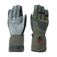30seven heated clothing - heated hunting gloves - with convertible finger for hunting/shooting - in khaki - 3 hot spots: back of the hand, fingers and fingertips
