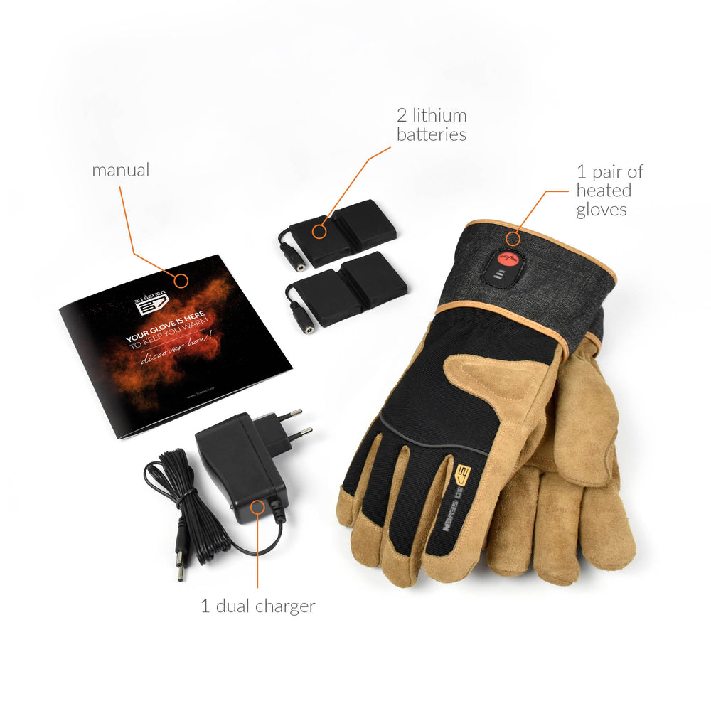 Heated Work Gloves — Durable Reinforced Leather with Wool