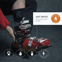 30seven heated clothing - heated socks - over-the-calf without technology - two pairs - 2 hot spots: front of the feet and toes - up to 24 hours of heating - the best comfort - machine washable - rechargeable lithium batteries - removable heating element
