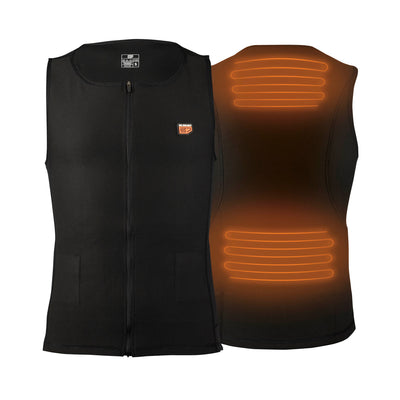 30seven heated baselayer - slim fit sleeveless vest with zipper for men and women with rechargeable battery - black - 4 hot spots: neck, shoulders, kidneys, lower back