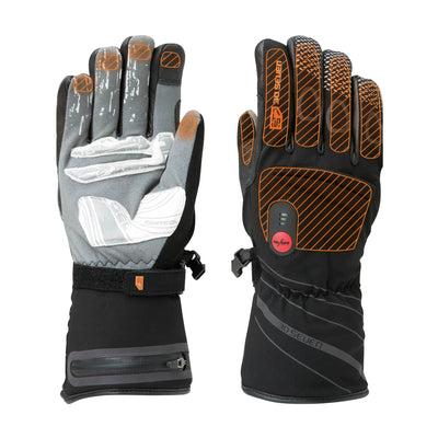 30seven heated gloves regualr waterproof - in grey - with 3 hot spots: back of the hand, fingers and fingertips