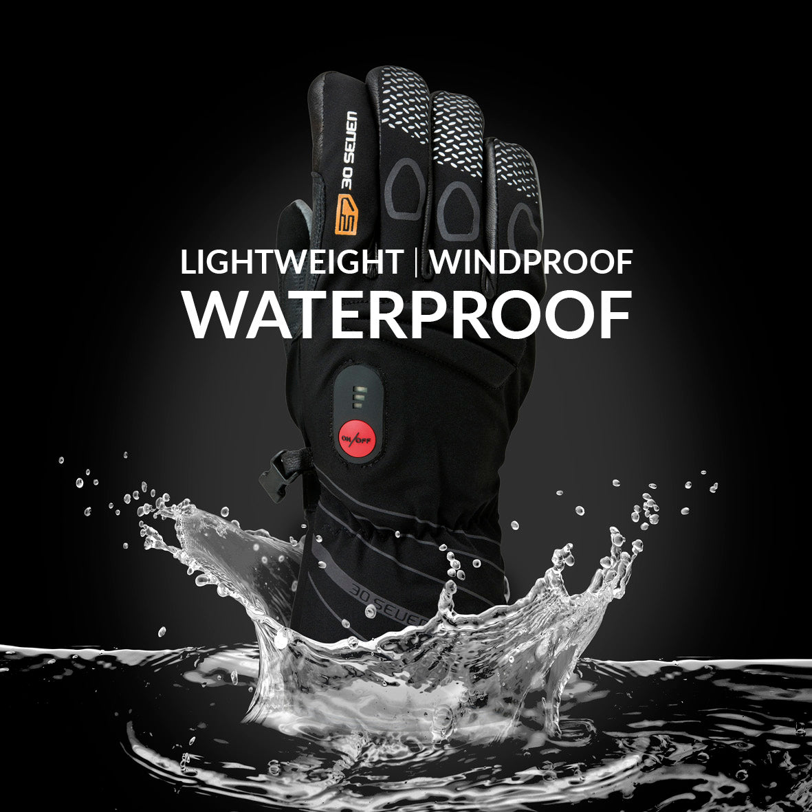 30seven heated waterproof cycling gloves