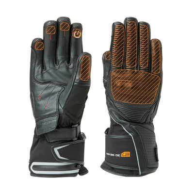 30seven Heated gloves - motorcycle gloves  - leather - reinforced with primaloft insulation  - waterproof - 3 hot spots: back of the hand, fingers and fingertips