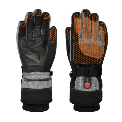 30seven heated gloves - extra warm gloves with primaloft insulation - in grey - 3 hot spots: back ot the hands, fingers and fingertips